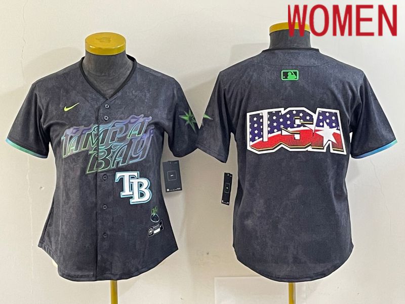 Women Tampa Bay Rays Blank Nike MLB Limited City Connect Black 2024 Jersey style 4